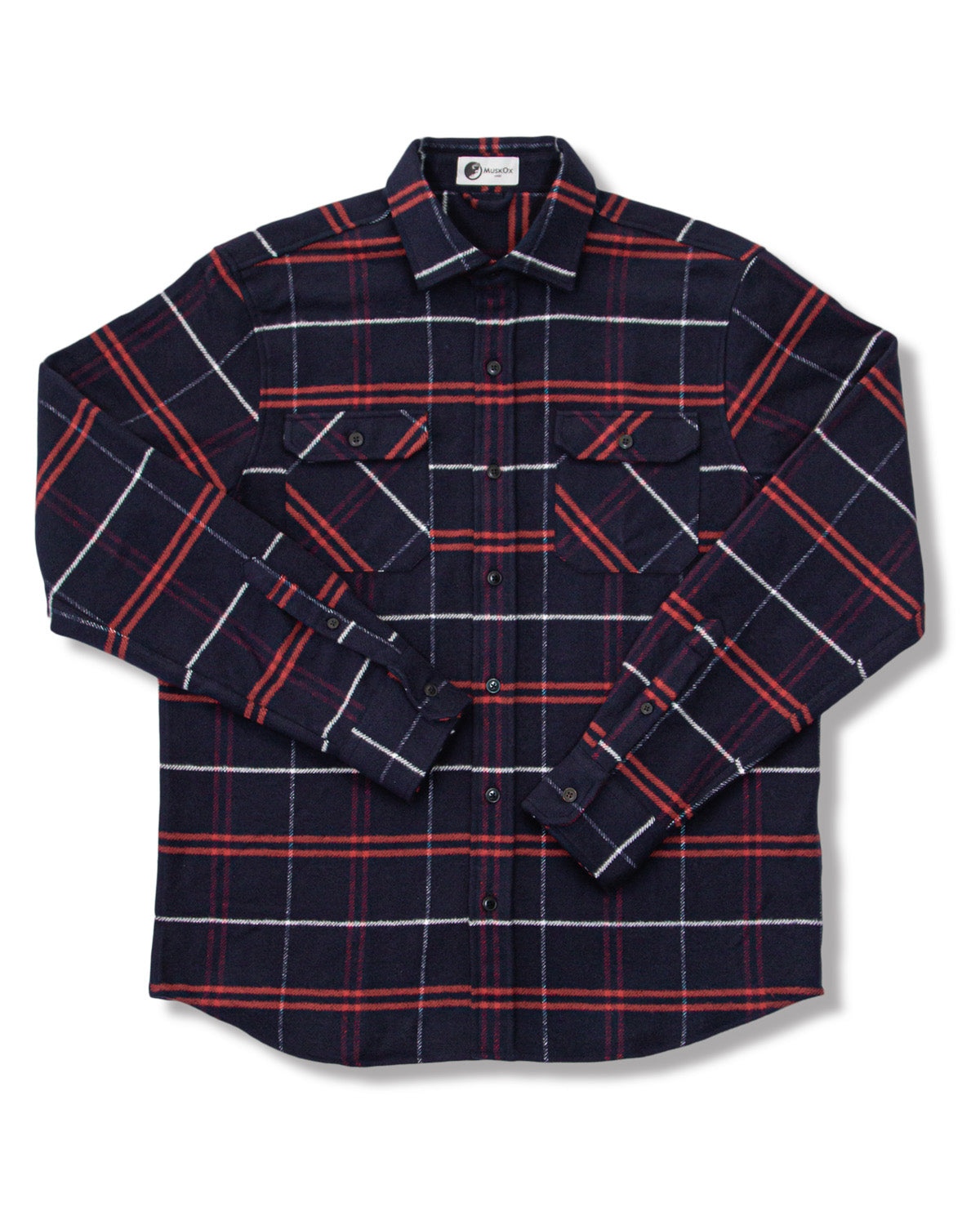 The Grand Flannel, Blue Plaid Heavyweight Cotton Flannel Shirt for