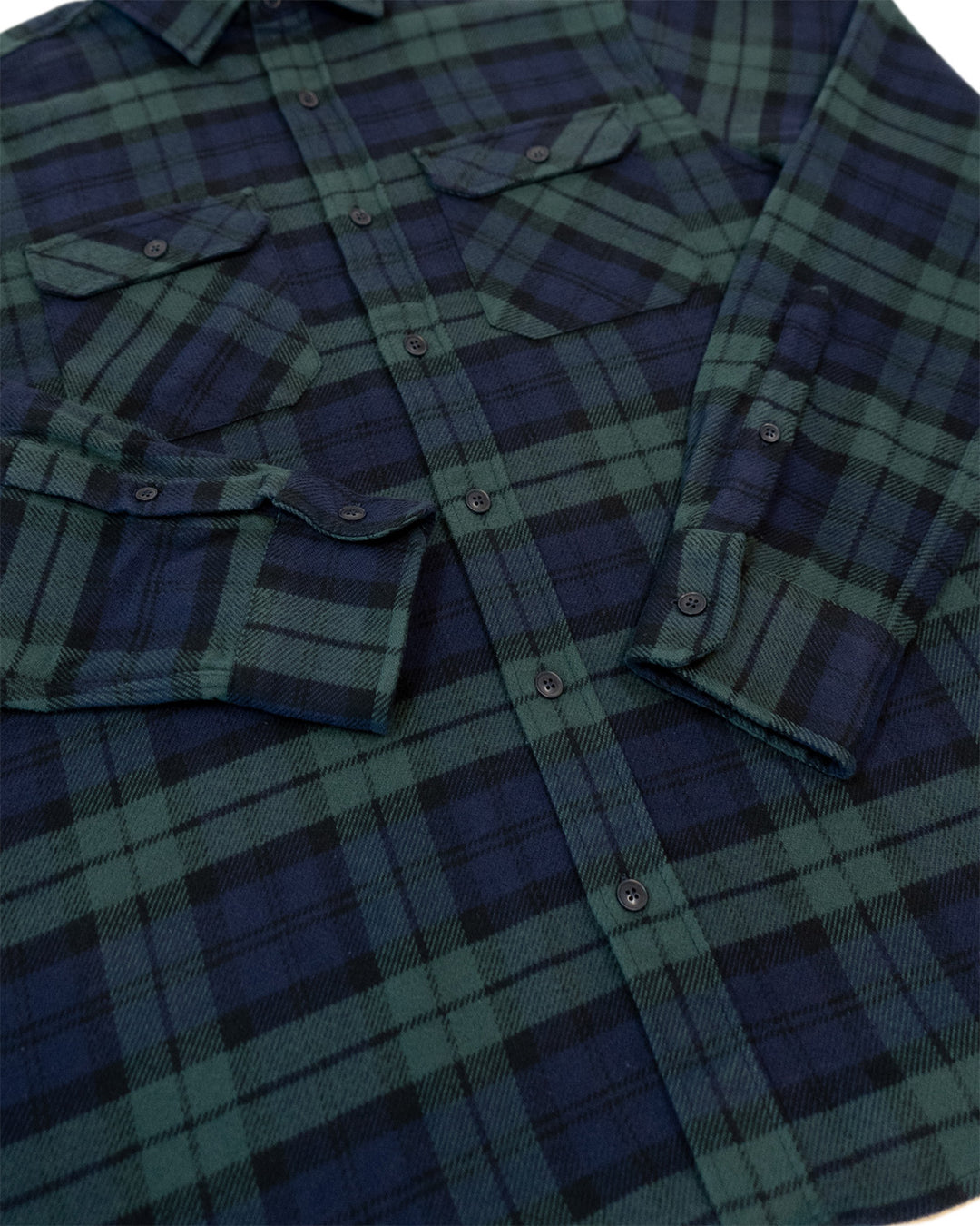 Field Grand Flannel in Blackwatch, Cotton Flannel For Men in Green and Navy