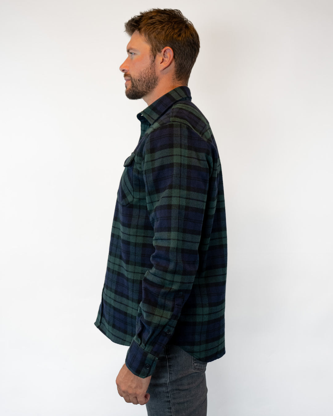 Field Grand Flannel in Blackwatch, Cotton Flannel For Men in Green and Navy