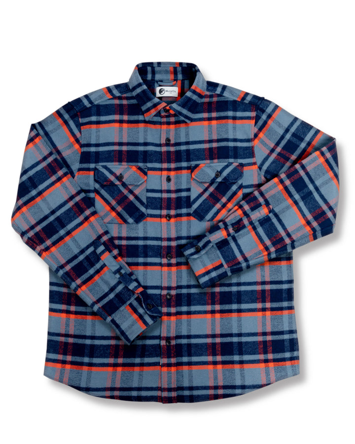 Grand Flannel in Blue Plaid, 100% Cotton Flannel for Men