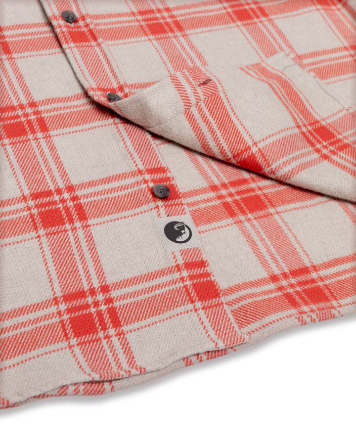 Field Grand Flannel in Oatmeal, Orange and Tan Plaid