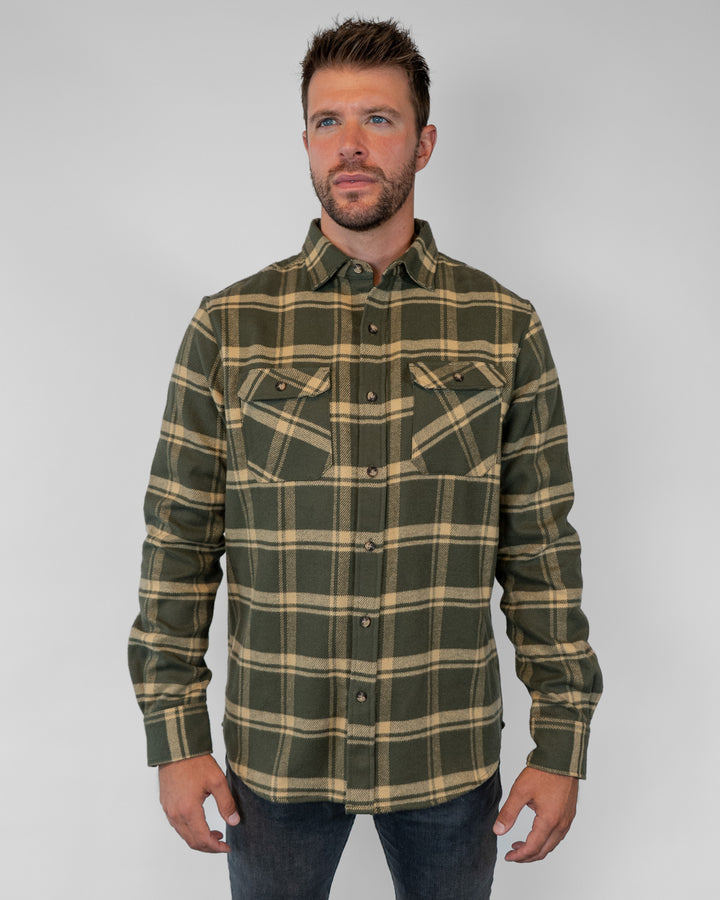 Field Grand Flannel Olive, Cotton Flannel for Men