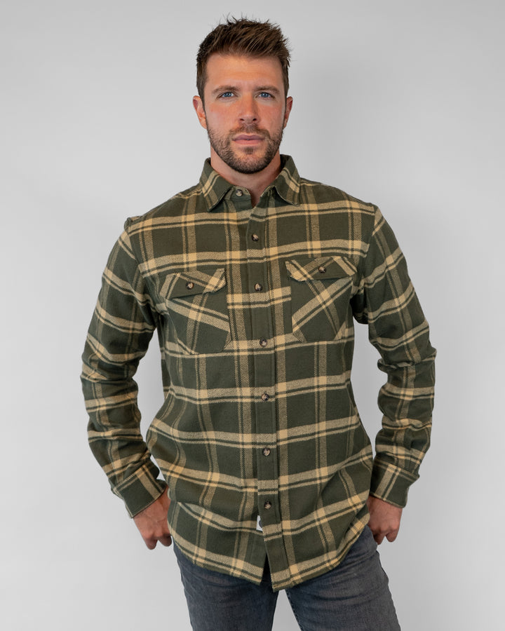 Field Grand Flannel Olive, Cotton Flannel for Men