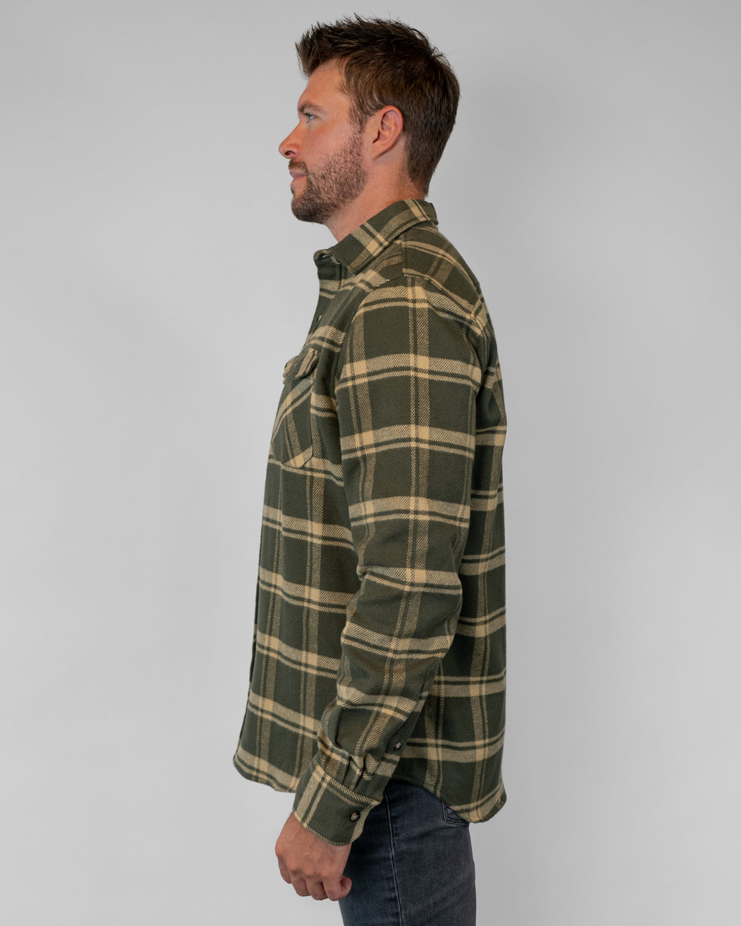 Field Grand Flannel Olive, Cotton Flannel for Men