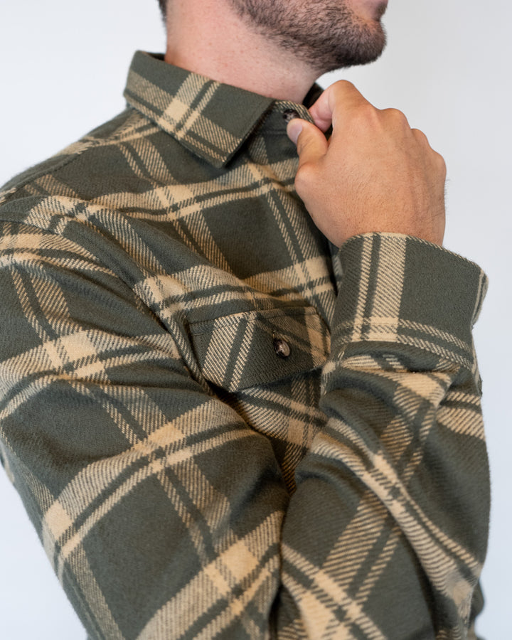 Field Grand Flannel Olive, Cotton Flannel for Men