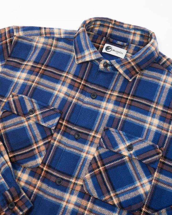 Relaxed Fitting Pecan Plaid Flannel for Men in 100% Cotton