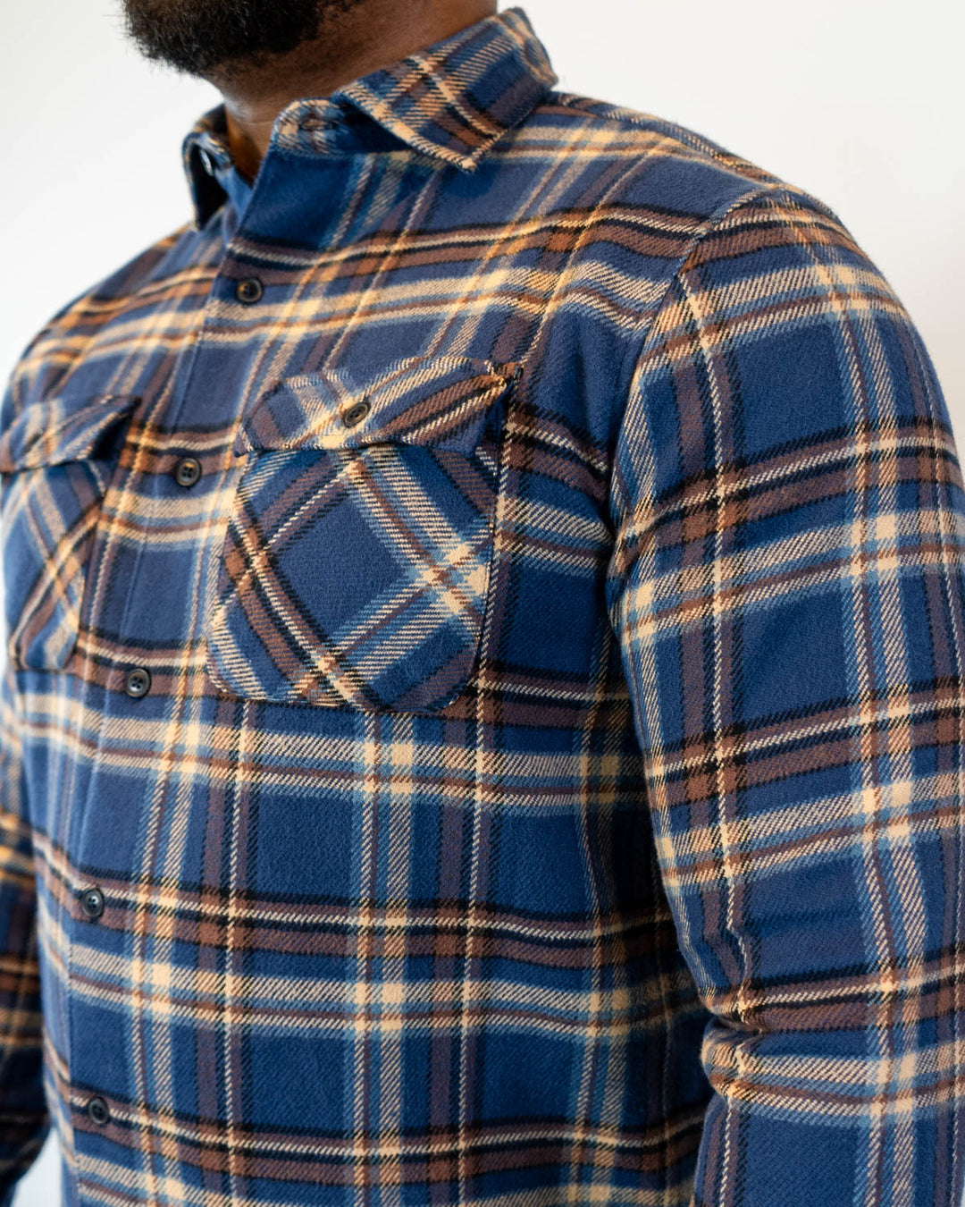 Relaxed Fitting Pecan Plaid Flannel for Men in 100% Cotton