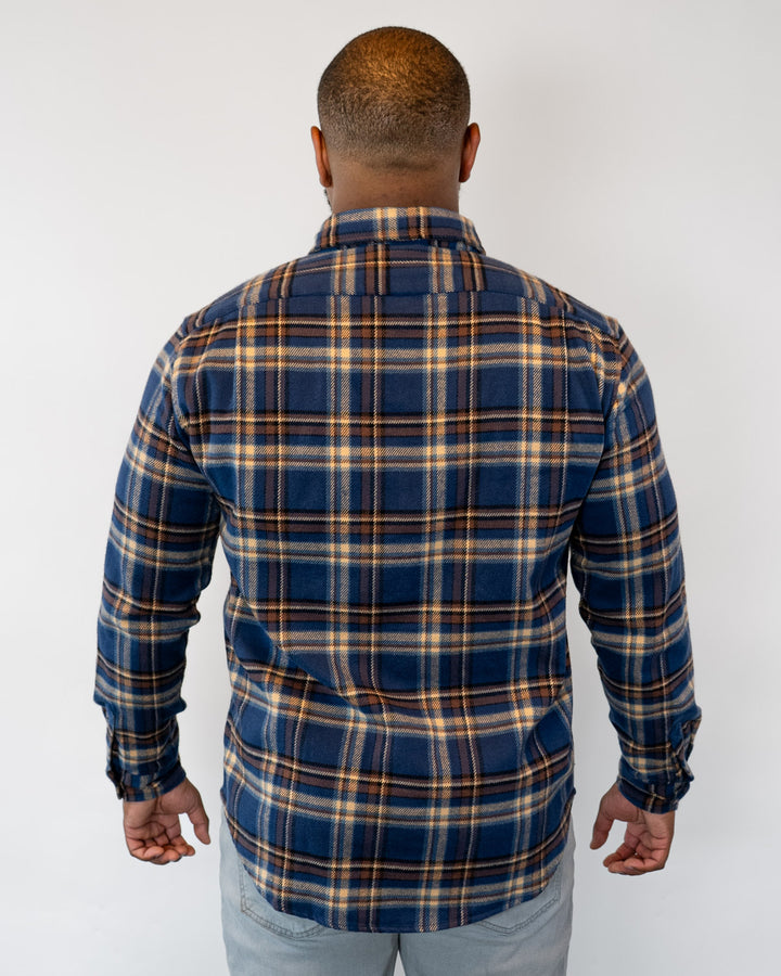 Relaxed Fitting Pecan Plaid Flannel for Men in 100% Cotton