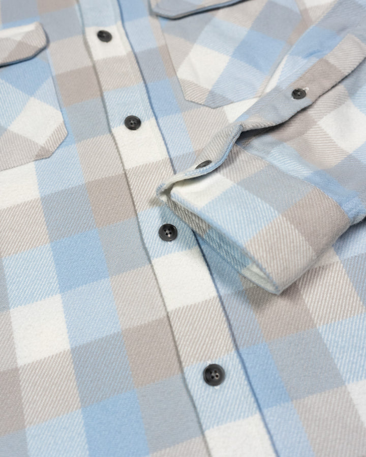 Field Grand Flannel in Blue Gingham Plaid, 100% Cotton Flannel for Men