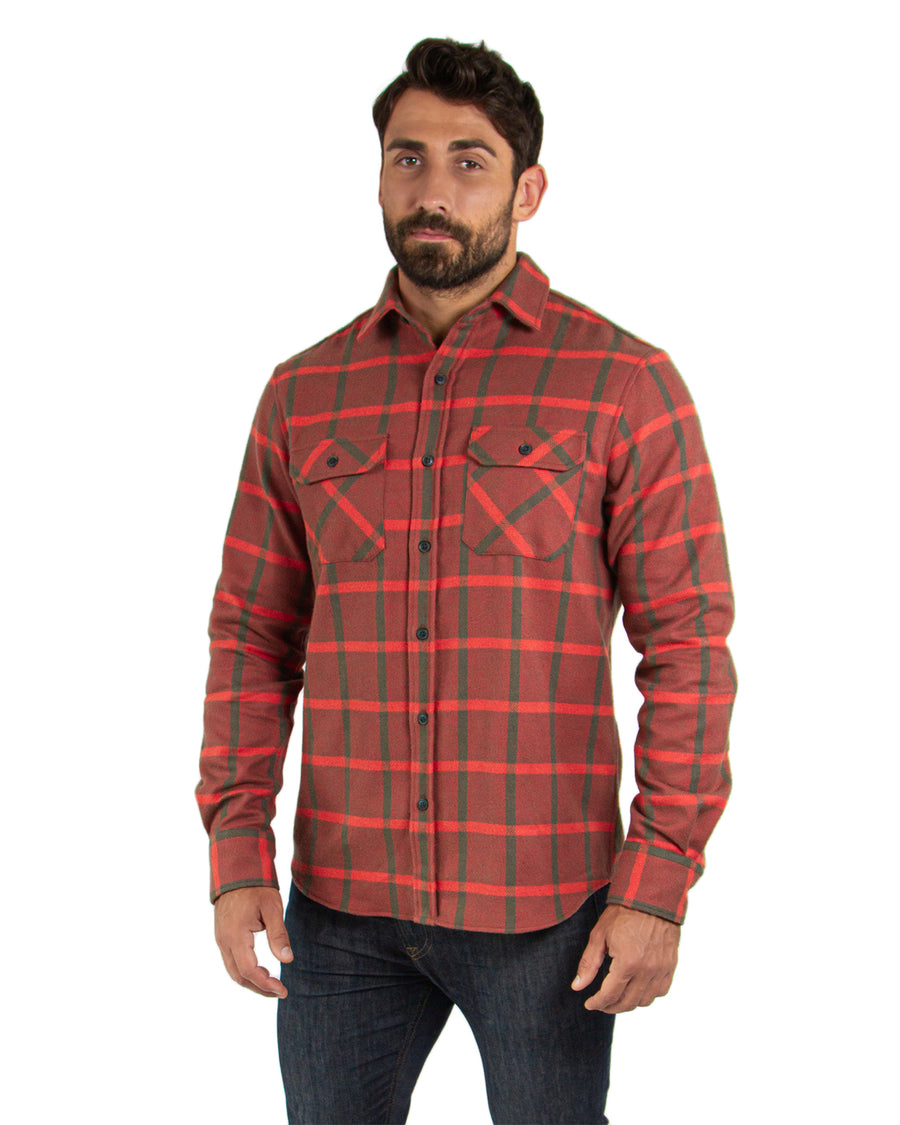 Soft Flannel Shirt for Men in 100% Cotton, Field Grand Flannel in Red ...