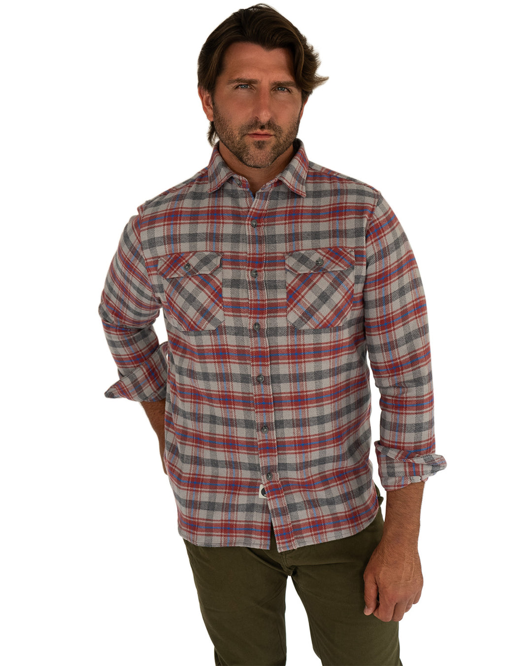 Field Grand Flannel, Heavyweight Flannel Shirt for Men by Muskox XL / Bonfire