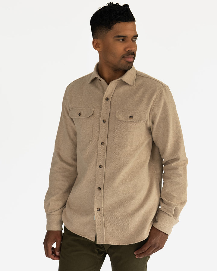 Grand Flannel Shirt in Camel, Solid Tan