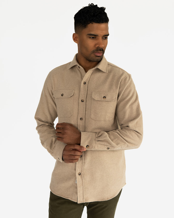 Grand Flannel Shirt in Camel, Solid Tan