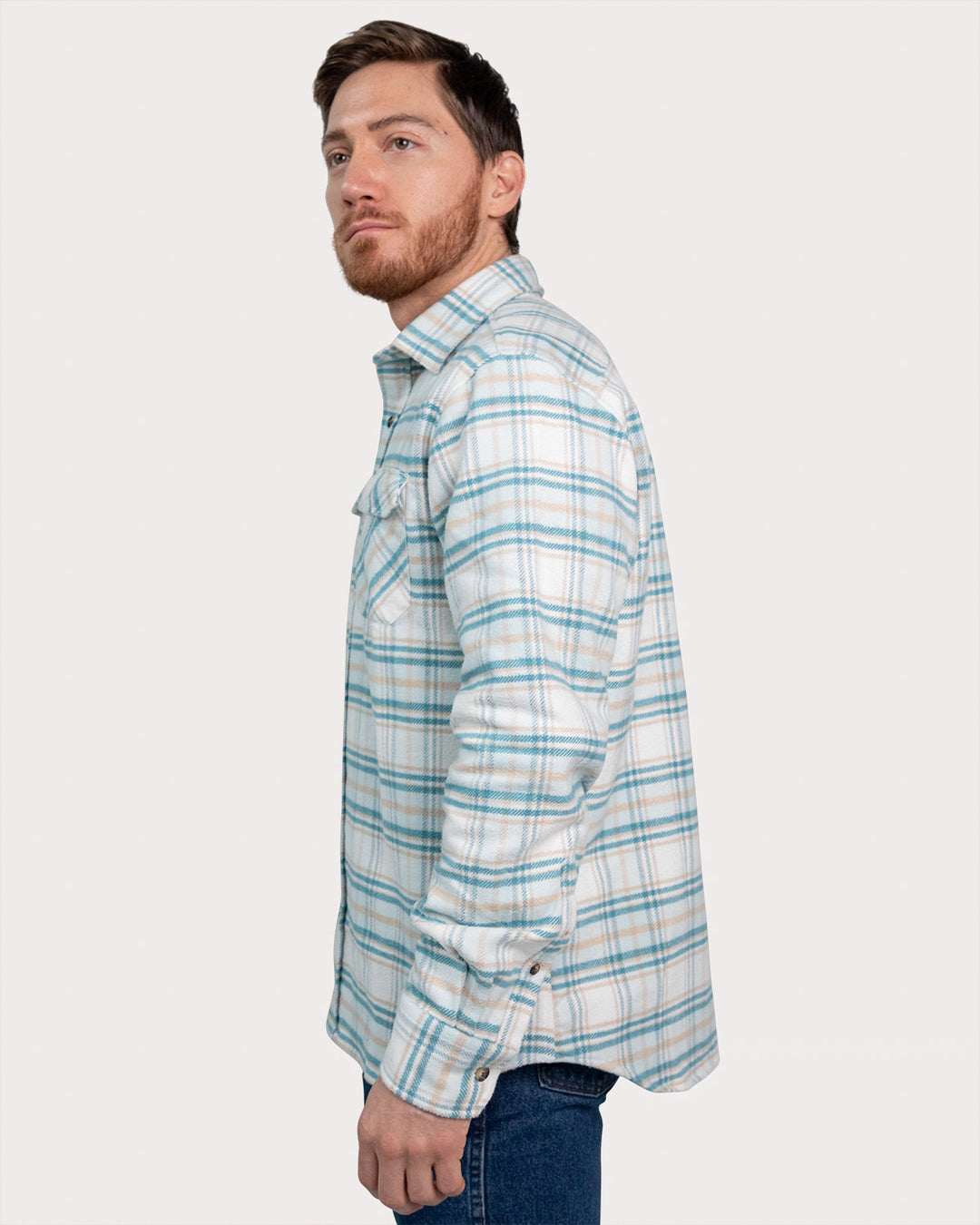 Grand Flannel Shirt for Men, 100% Cotton Heavyweight Flannel Shirt in Blue and Yellow Plaid