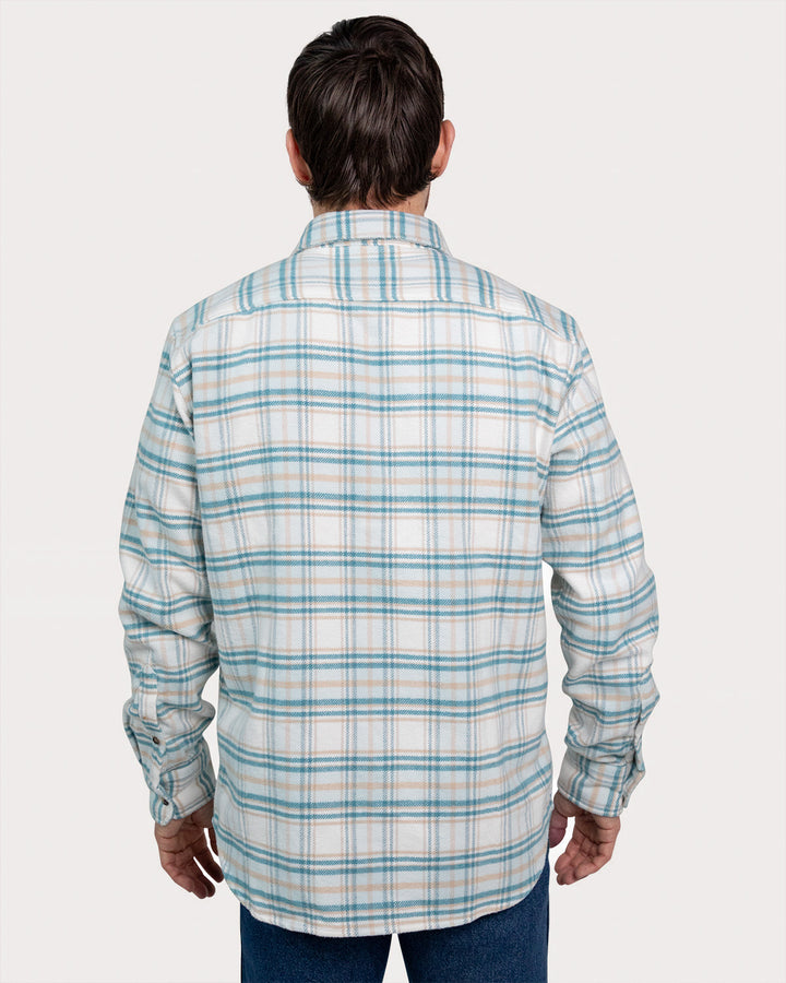 Grand Flannel Shirt for Men, 100% Cotton Heavyweight Flannel Shirt in Blue and Yellow Plaid