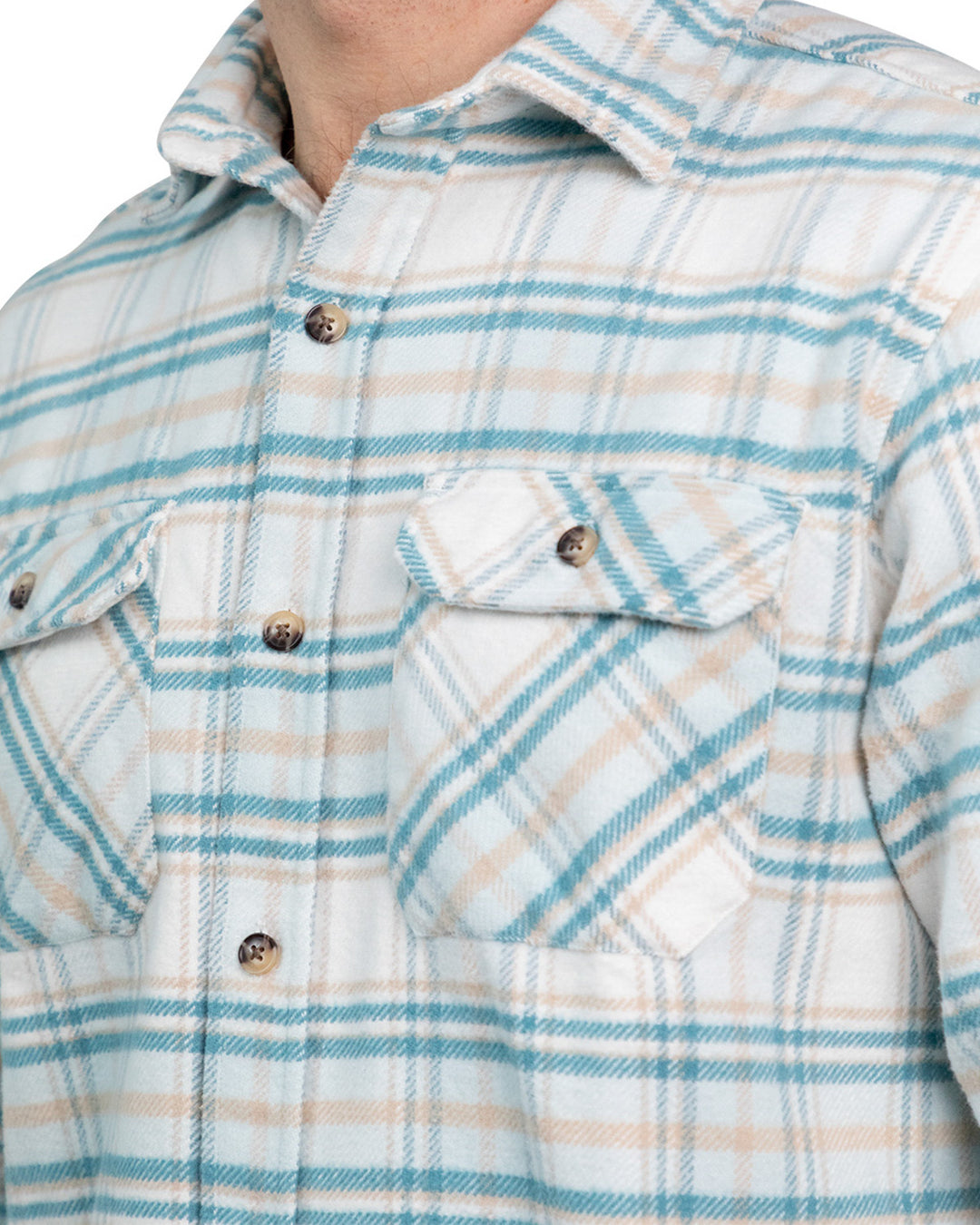 Grand Flannel Shirt for Men, 100% Cotton Heavyweight Flannel Shirt in Blue and Yellow Plaid