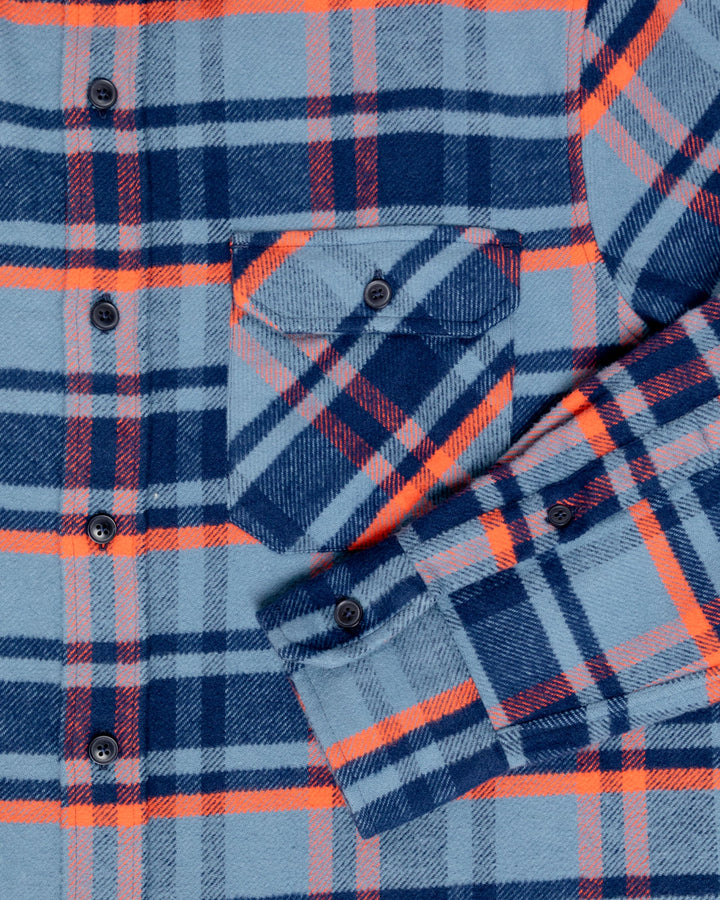 Grand Flannel in Blue Plaid, 100% Cotton Flannel for Men