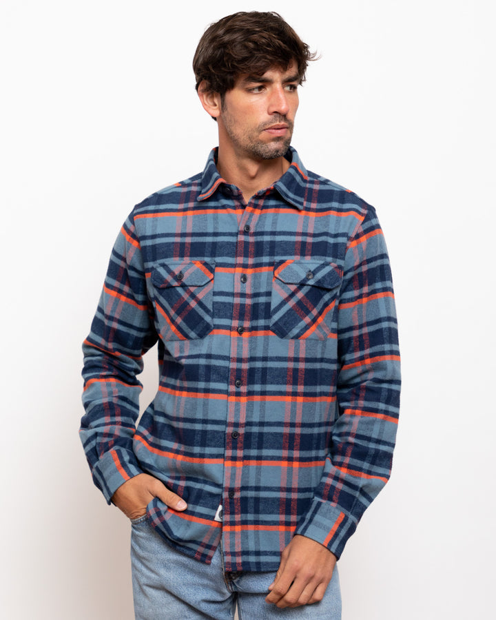 Grand Flannel in Blue Plaid, 100% Cotton Flannel for Men