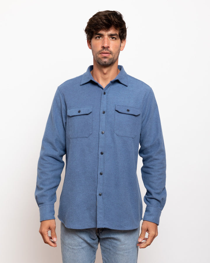 Grand Flannel Shirt in Lake Blue