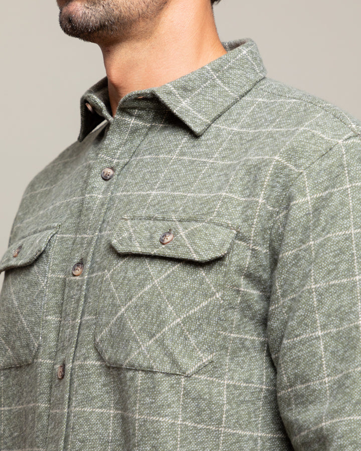 The Grand Flannel in Moss Green By MuskOx. Heavyweight Flannel. 