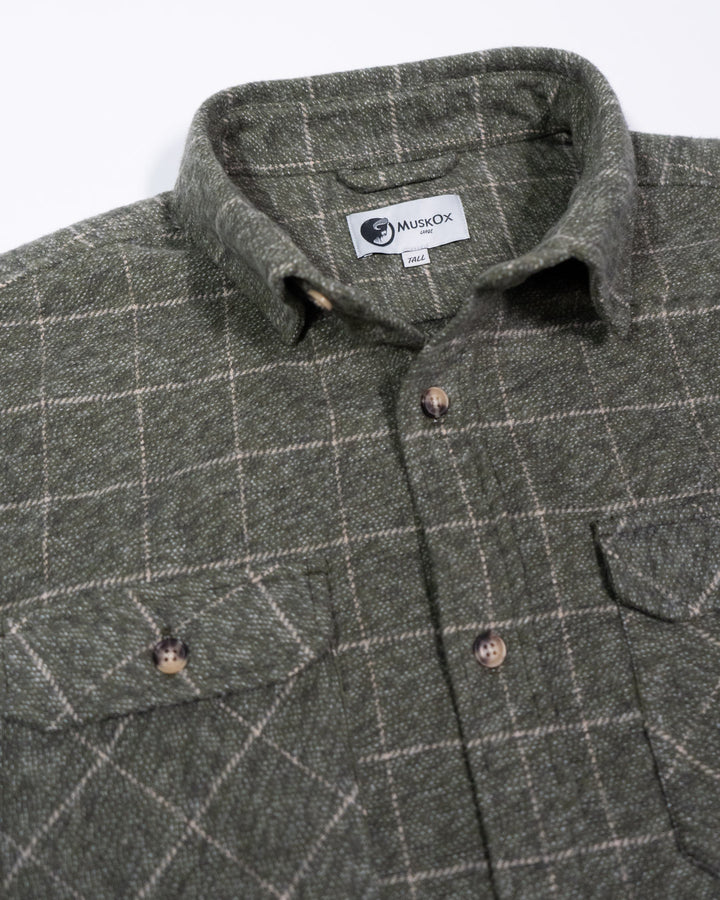 Moss Green Flannel for Men, 100% Cotton Flannel