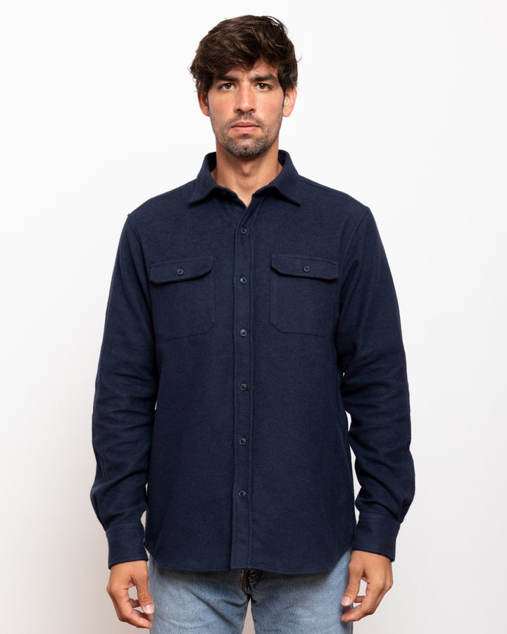 Grand Flannel Shirt in Navy