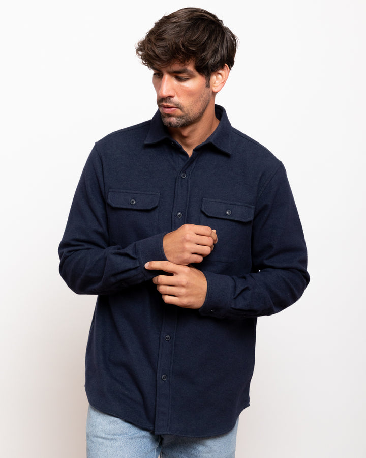 Grand Flannel Shirt in Navy