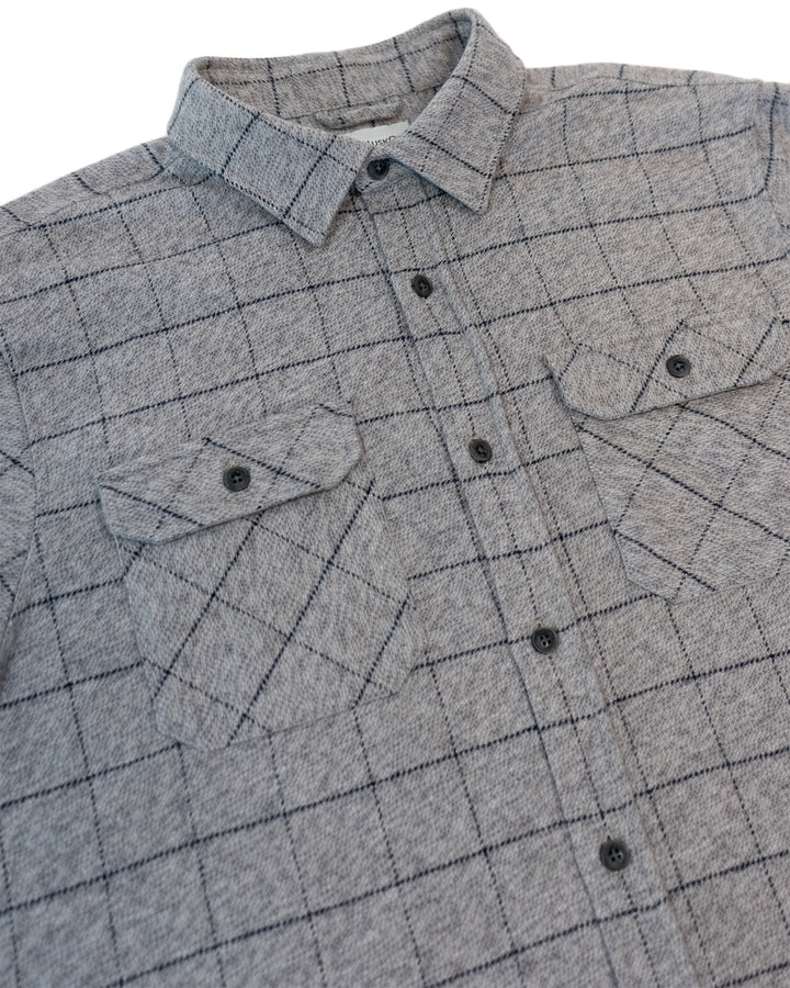 Grand Flannel in Pewter, Grey and Black Windowpane 100% Cotton Flannel