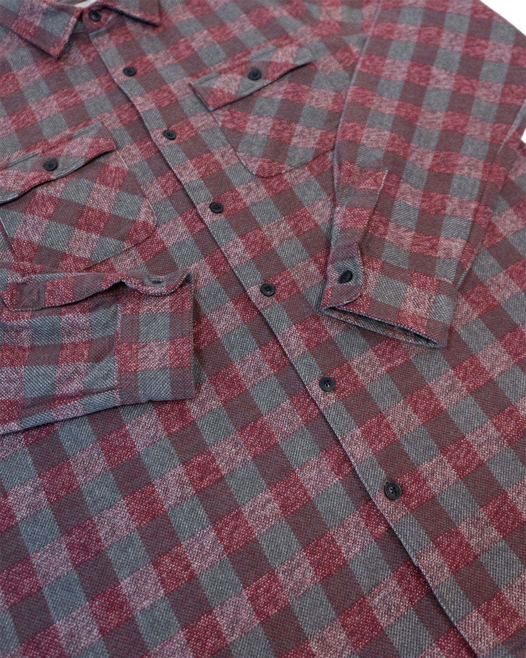 Relaxed Fitting Flannel for Men in Burgundy, 100% Cotton Heavyweight Flannel