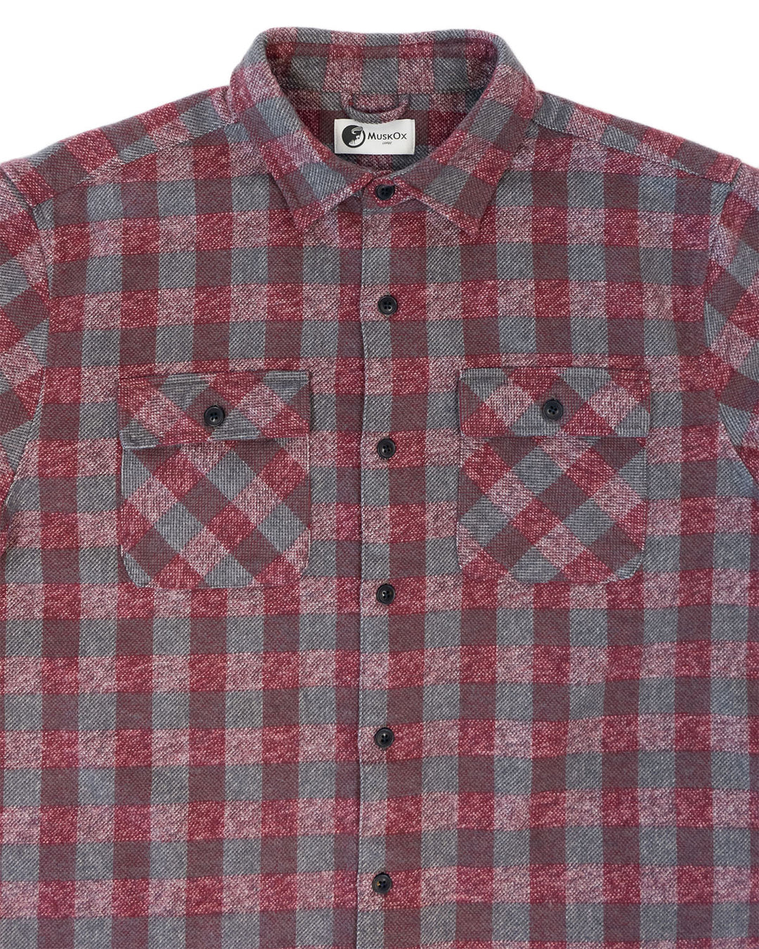 Relaxed Fitting Flannel for Men in Burgundy, 100% Cotton Heavyweight Flannel