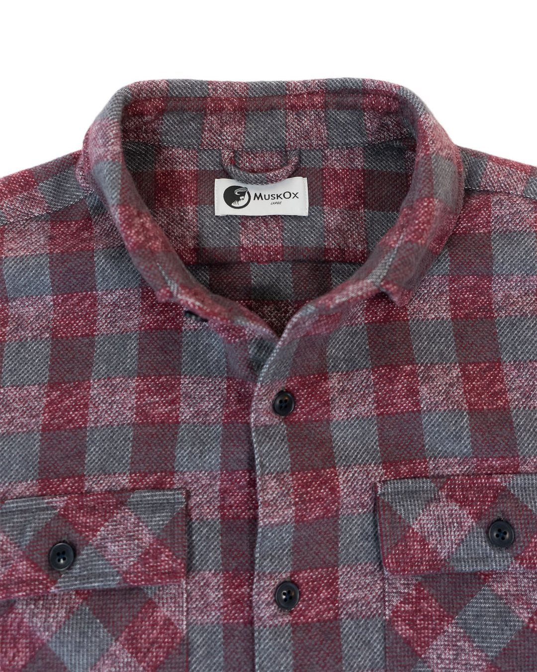 Relaxed Fitting Flannel for Men in Burgundy, 100% Cotton Heavyweight Flannel