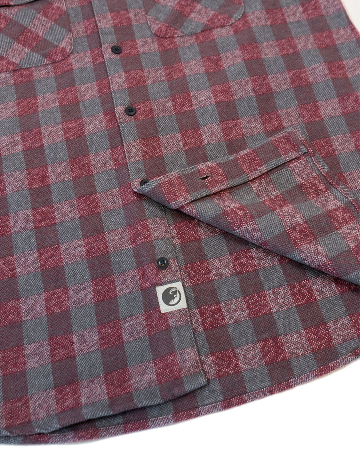 Relaxed Fitting Flannel for Men in Burgundy, 100% Cotton Heavyweight Flannel