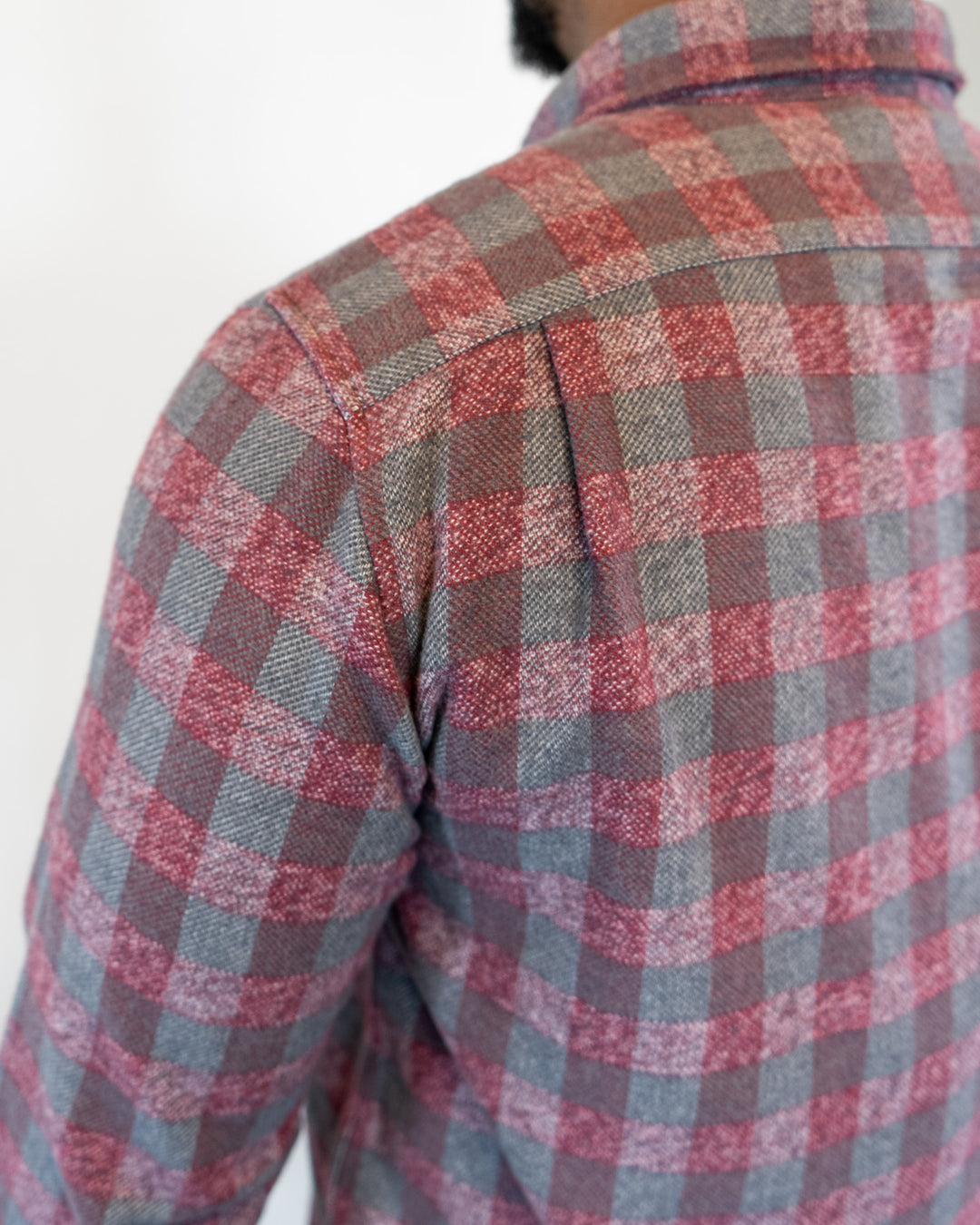 Relaxed Fitting Flannel for Men in Burgundy, 100% Cotton Heavyweight Flannel