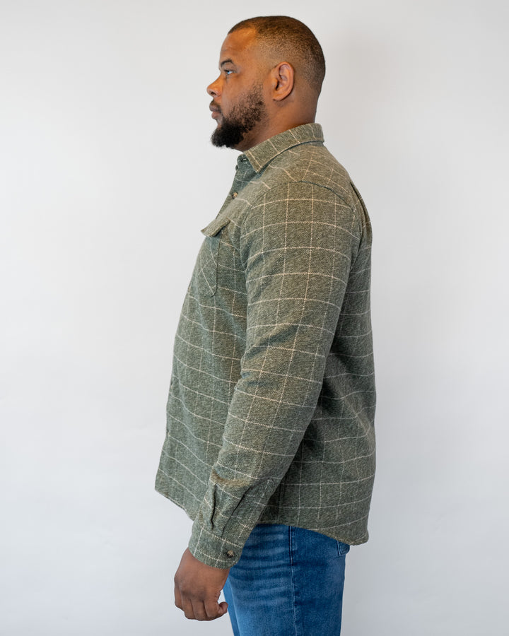 Relaxed Fitting Moss Green Flannel for Men, 100% Cotton Flannel