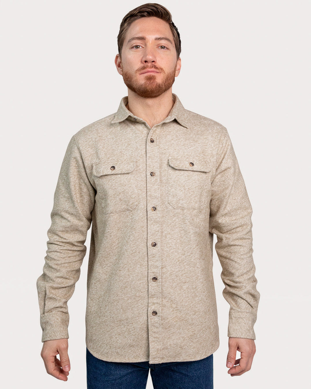 Grand Flannel Shirt for Men, 100% Cotton Heavyweight Flannel Shirt in Seagrass