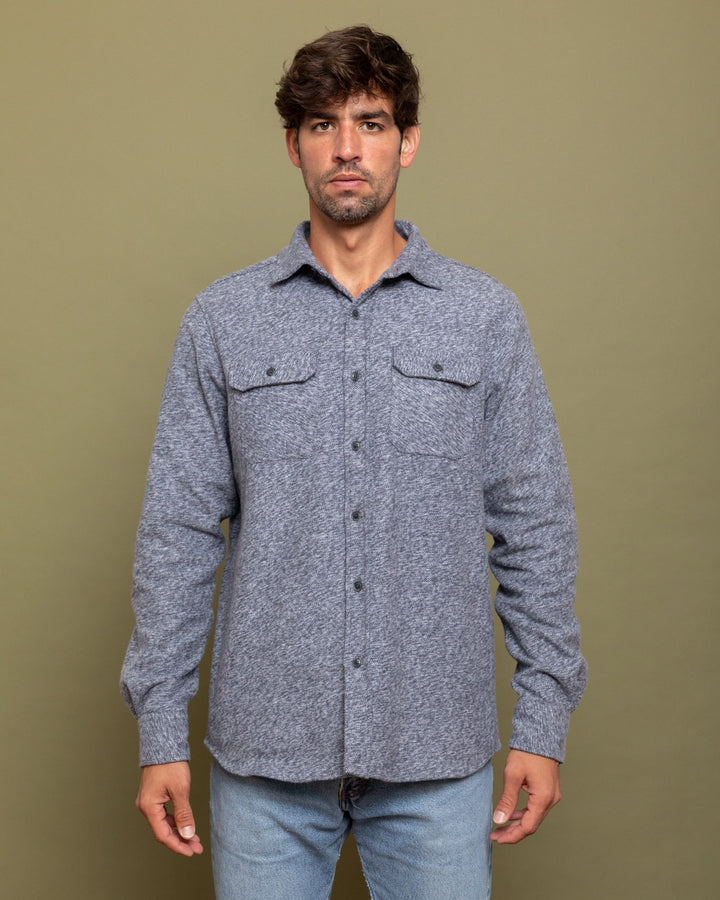 The Grand Flannel in Steel Grey and Slate by MuskOx Flannels, 100% Heavyweight Cotton Flannel Shirt for Men