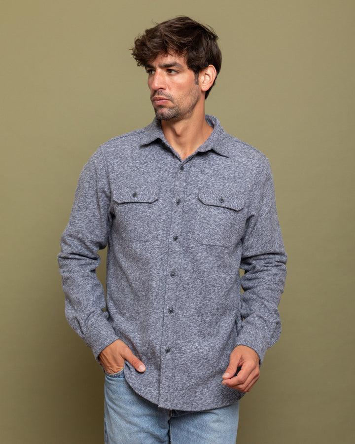 The Grand Flannel in Steel Grey and Slate by MuskOx Flannels, 100% Heavyweight Cotton Flannel Shirt for Men