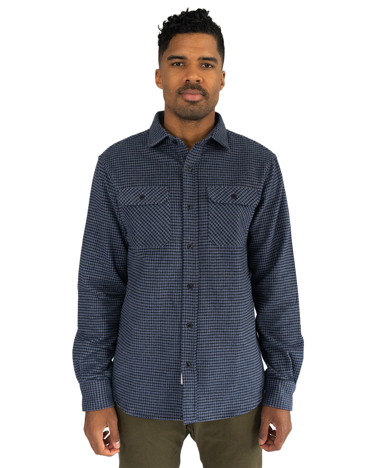 The Grand Flannel, Dark Blue Heavyweight Flannel Shirt for Men