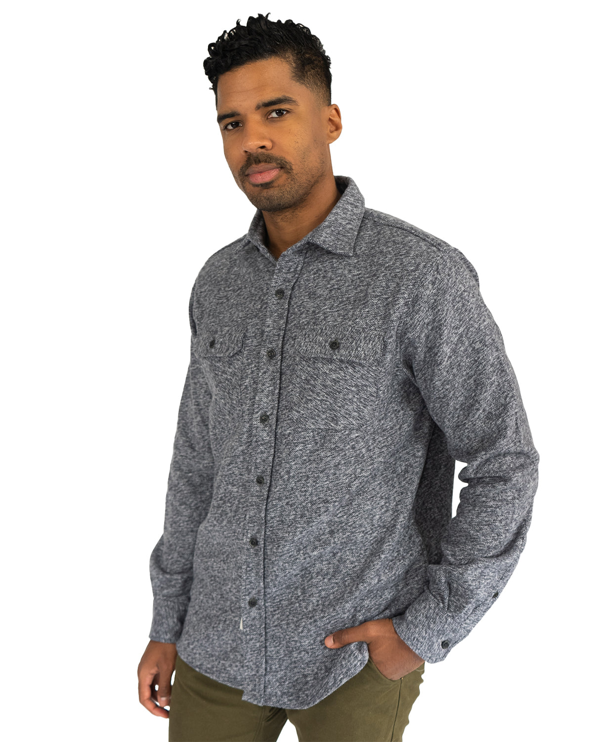 Mens grey button store up