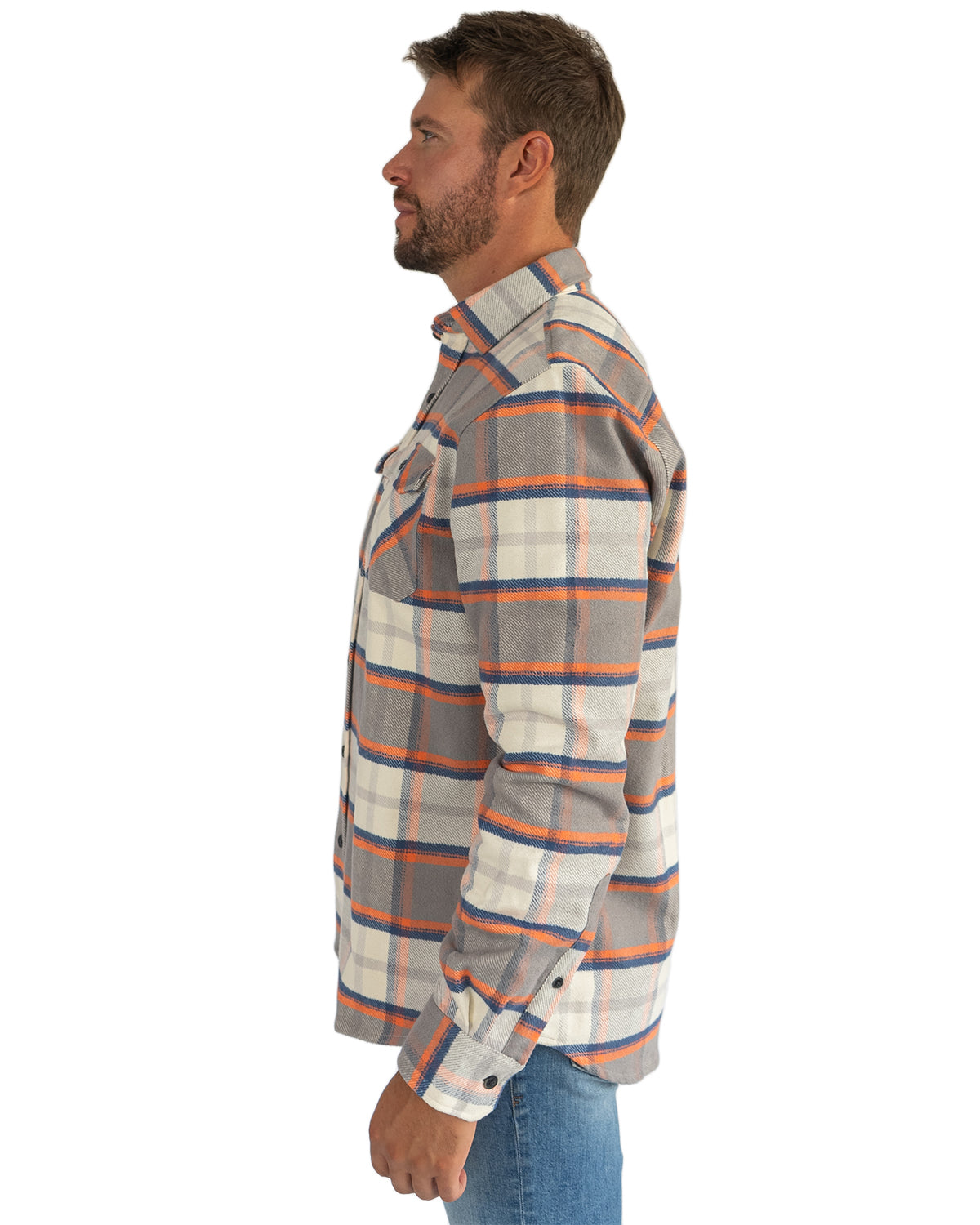 Grand Flannel, Orange & Grey Heavyweight Cotton Flannel Shirt for 