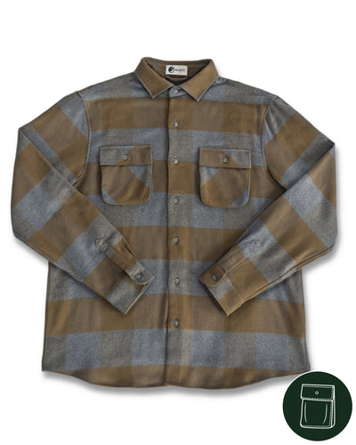 Relaxed Fitting Flannel in Caper Green