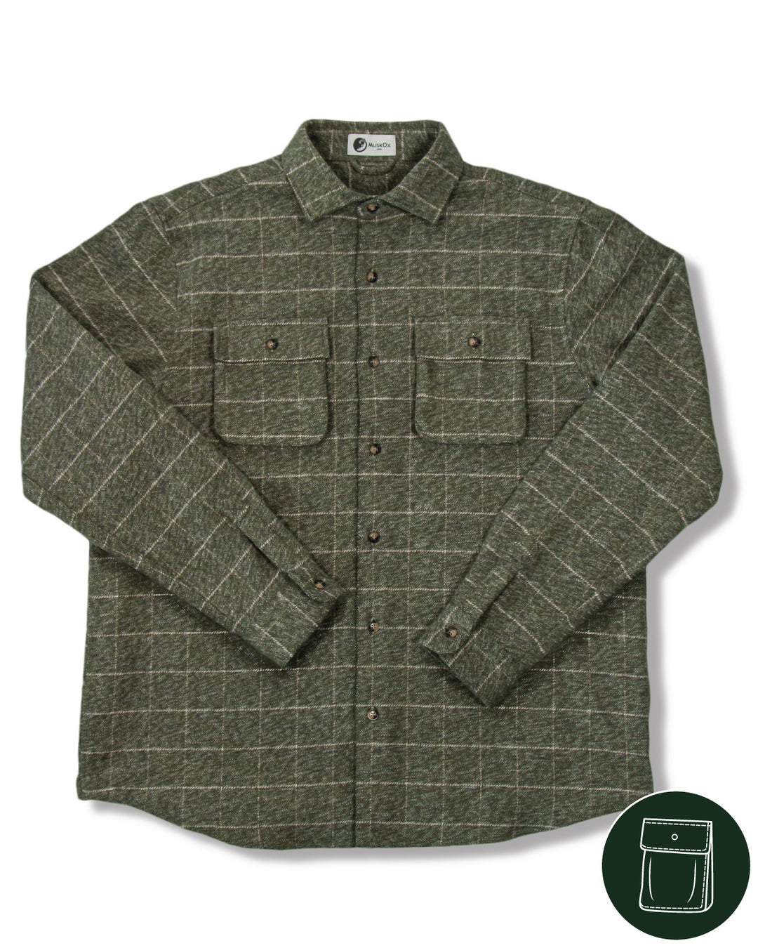 Relaxed Fitting Flannel in Moss Green