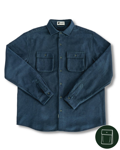 Relaxed Fitting Flannel Shirt for Men in Navy