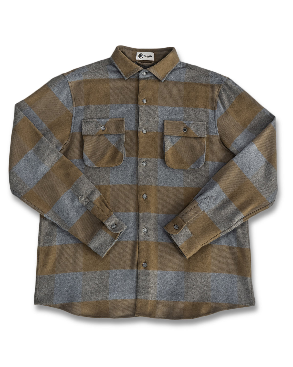Relaxed Flannel Shirt in Caper, Heavyweight Cotton Flannel for Men