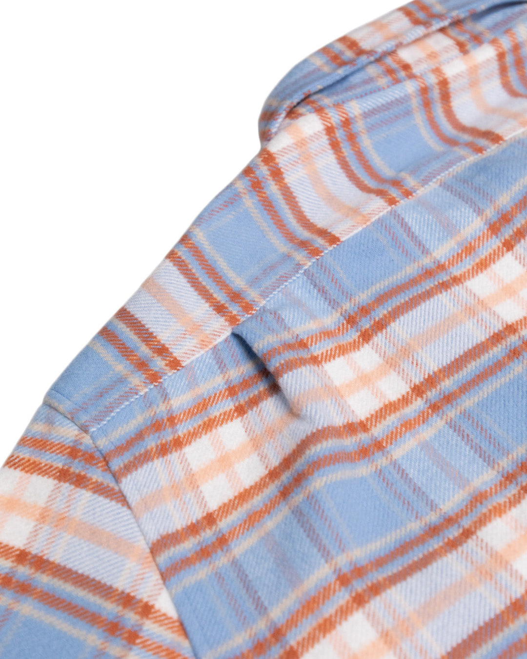 Relaxed Fitting Flannel Shirt for Men, 100% Heavyweight Cotton Shirt in Blue and Orange Plaid