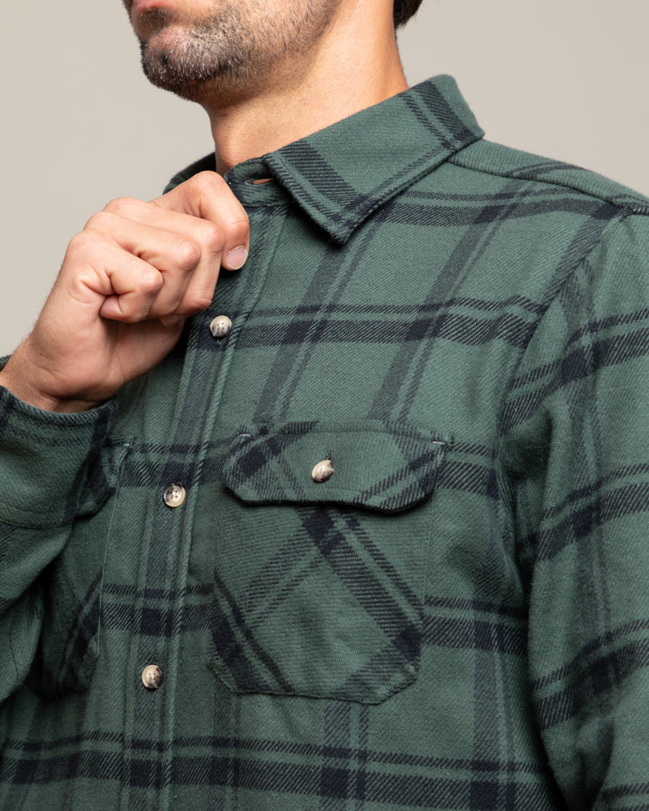 Field Grand Flannel in Dark Green  by MuskOx Flannels