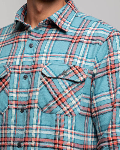 Field Grand Flannel in Teal Plaid